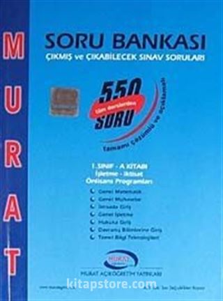 1. Sınıf A Kitabı İşletme İktisat Ön Lisans Programları Soru Bankası (Tüm Derslerden 550 Soru Tamamı Çözümlü ve Açıklamalı)