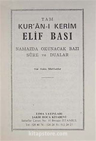 Tam Kur'an-ı Kerim Elif Bası