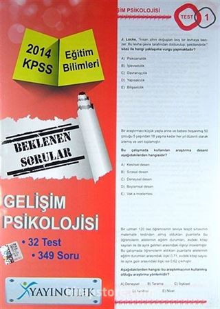 2014 KPSS Eğitim Bilimleri Gelişim Psikolojisi Beklenen Sorular Yaprak Test (32 test)