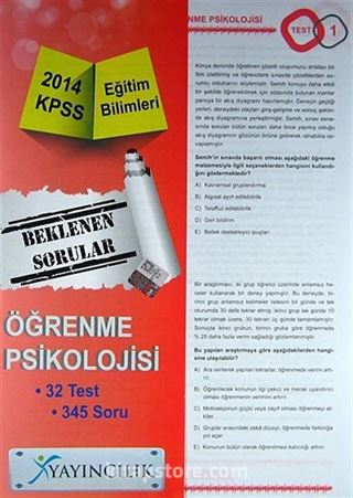 2014 KPSS Eğitim Bilimleri Öğrenme Psikolojisi Beklenen Sorular Yaprak Test