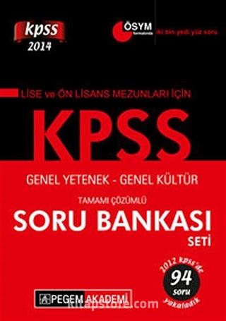 2014 KPSS Genel Yetenek-Genel Kültür Tamamı Çözümlü Soru Bankası Seti