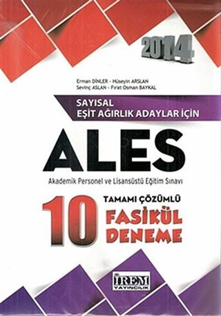 2014 ALES Tamamı Çözümlü 10 Fasikül Deneme / Sayısal-Eşit Ağırlık Adaylar İçin