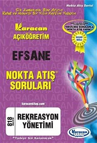 AÖF Rekreasyon Yönetimi Efsane Nokta Atış Soruları (Kod:818)