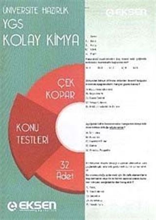 YGS Kolay Kimya Konu Testleri