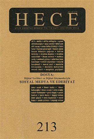 Sayı:213 Eylül 2014 Hece Aylık Edebiyat Dergisi