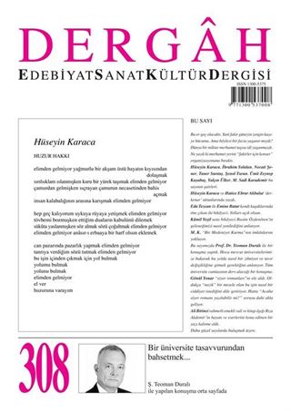Dergah Edebiyat Sanat Kültür Dergisi Sayı:308 Ekim 2015