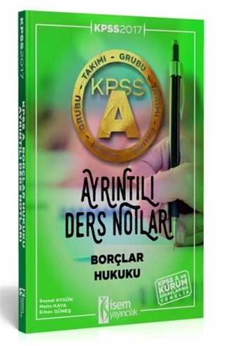 2017 KPSS A Grubu Borçlar Hukuku Ayrıntılı Ders Notları