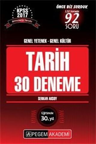 2017 KPSS Genel Yetenek - Genel Kültür Tarih 30 Deneme