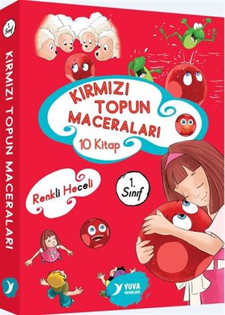 1. Sınıf Kırmızı Topun Maceraları Renkli Heceli-Düz Yazı (10 Kitap)
