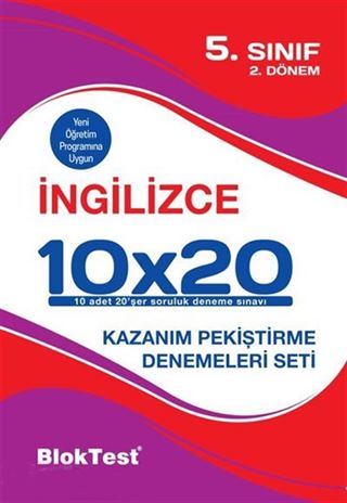 5. Sınıf 2.Dönem İngilizce 10x20 Kazanım Pekiştirme Denemeleri Seti
