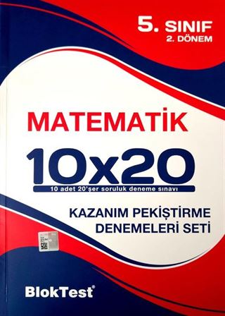 5. Sınıf 2.Dönem Matematik 10x20 Kazanım Pekiştirme Denemeleri Seti