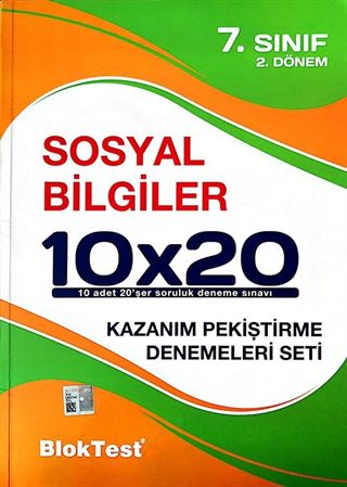7. Sınıf 2.Dönem Sosyal Bilgiler 10x20 Kazanım Pekiştirme Denemeleri Seti