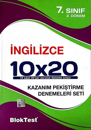 7. Sınıf 2.Dönem İngilizce 10x20 Kazanım Pekiştirme Denemeleri Seti