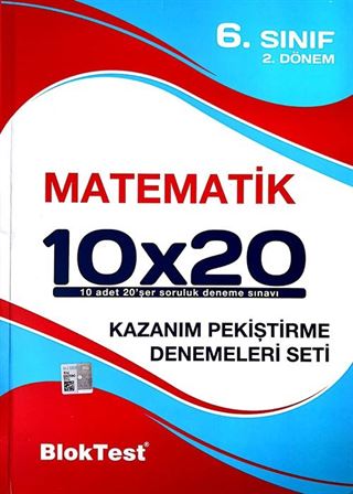6. Sınıf 2.Dönem Matematik 10x20 Kazanım Pekiştirme Denemeleri Seti