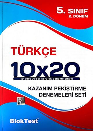5. Sınıf 2.Dönem Türkçe 10x20 Kazanım Pekiştirme Denemeleri Seti