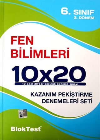 6. Sınıf 2.Dönem Fen Bilimleri 10x20 Kazanım Pekiştirme Denemeleri Seti