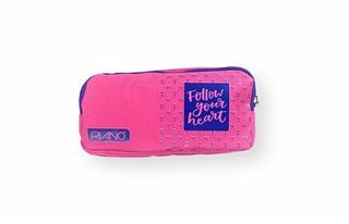 Pıano Çift Bölmeli Neon Kalem Çantası Koyu Pembe (Klc010)