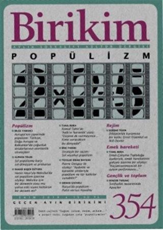 Birikim Aylık Sosyalist Kültür Dergisi Sayı:354 Ekim 2018