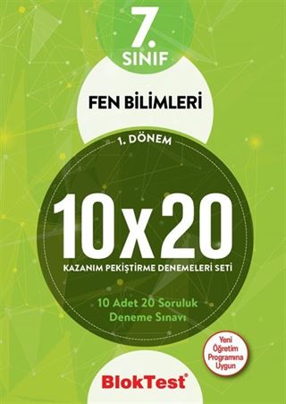 7. Sınıf Bloktest 1. Dönem Fen Bilimleri 10x20 Kazanım Pekiştirme Denemeleri Seti