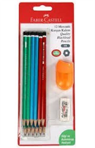 Mercanlı Kurşun Kalem 12'li + Silgi + Kalemtraş