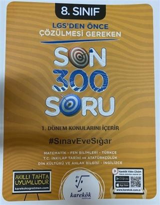 8. Sınıf LGS'den Önce Çözülmesi Gereken Son 300 Soru