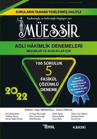 Müessir Adli Hakimlik Denemeleri Tamamı Çözümlü 5 Deneme