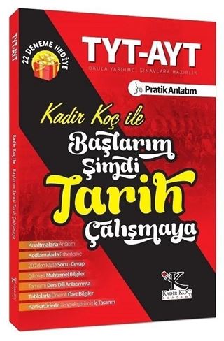 YKS TYT AYT Başlarım Şimdi Tarih Çalışmaya (22 Deneme İlaveli)
