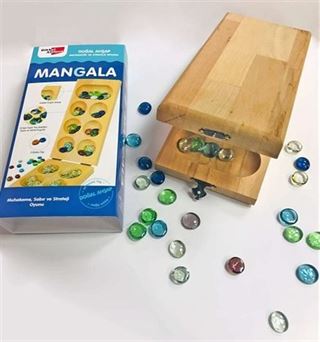 Cam Taşlı Doğal Ahşap Mangala Oyunu
