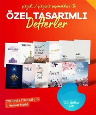 Özel Tasarımlı 12'li Defter - Çizgili