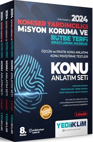 2024 Komiser Yardımcılığı Misyon Koruma ve Rütbe Terfi Sınavlarına Hazırlık Anayasa Hukuku - İnsan Hakları - İdare Hukuku - İdari Yargılama Usulü Hukuku Konu Anlatım Seti (3 Kitap)