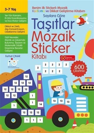 Taşıtlar Mozaik Sticker Kitabı Sayılara Göre 3 - 7
