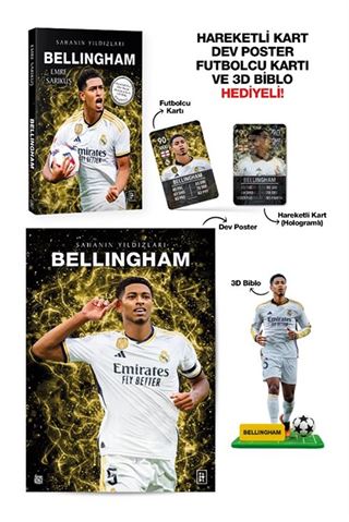 Bellingham - Sahanın Yıldızları - 3D Biblo, Hareketli Kart, Dev Poster ve Futbolcu Kartı Hediyeli!