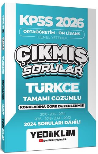 KPSS 2026 Ortaöğretim-Önlisans Türkçe Konularına Göre Çıkmış Sorular(2024 Soruları Dahil)