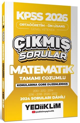 KPSS 2026 Ortaöğretim-Önlisans Matematik Konularına Göre Çıkmış Sorular(2024 Soruları Dahil)