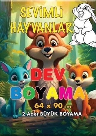 Sevimli Hayvanlar Dev Boyama 64 x 90 Cm 2 Adet Dev Boyama Posteri