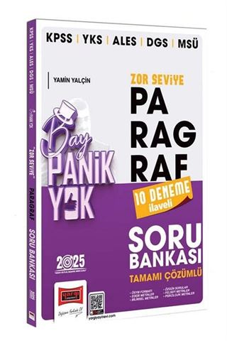 2025 KPSS YKS ALES DGS MSÜ Tamamı Çözümlü Panik Yok Zor Seviye Paragraf Soru Bankası (10 Deneme İlaveli)