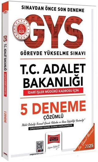 2025 T.C Adalet Bakanlığı İdari İşler Müdürü Kadrosu İçin Çözümlü 5 Deneme