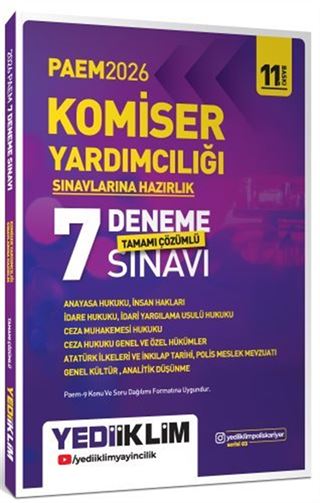 2026 PAEM Komiser Yardımcılığı Sınavlarına Hazırlık Tamamı Çözümlü 7 Deneme Sınavı