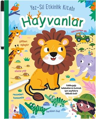 Yaz-Sil Etkinlik Kitabı Hayvanlar (Kalemli)