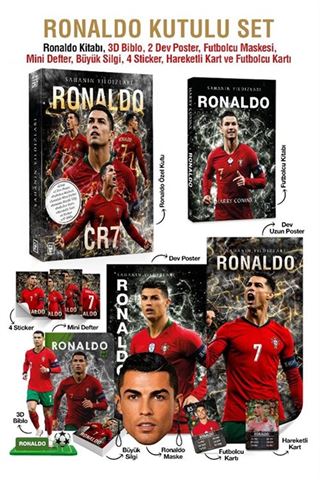 Ronaldo Özel Kutulu Set (Sahanın Yıldızları Ronaldo Kitabı, 3D Biblo, 2 Dev Poster, Futbolcu Maskesi, Ronaldo Mini Defter, Ronaldo Büyük Silgi, 4 Sticker, Hareketli Kart ve Futbolcu Kartı Hediyeli!)