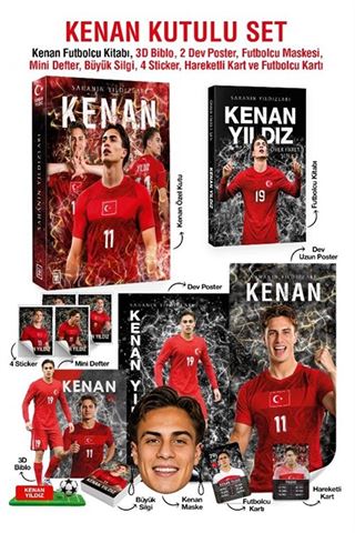 Kenan Özel Kutulu Set - Sahanın Yıldızları Kenan Kitabı, 3D Biblo, 2 Dev Poster, Futbolcu Maskesi, Kenan Mini Defter, Kenan Büyük Silgi, 4 Sticker, Hareketli Kart ve Futbolcu Kartı Hediyeli!