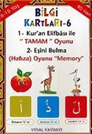 Bilgi Kartları 6 / Kur'an Elifbası İle Tamam Oyunu - Eşini Bulma Oyunu (90 Kart)