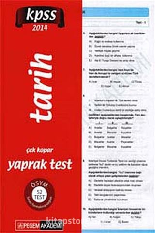 2014 KPSS Genel Kültür Tarih Çek Kopar Yaprak Test
