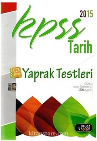 2015 KPSS Tarih Genel Yetenek Genel Kültür Çek Kopar Yaprak Test