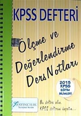 2015 KPSS Defteri Eğitim Bilimleri Ölçme ve Değerlendirme Ders Notları