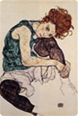 Dizlerini Kırmış Kadının Portresi / Egon Schiele Not Defteri