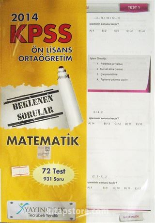 2014 KPSS Ön Lisans Ortaöğretim Matematik (72 Test 931 Soru)