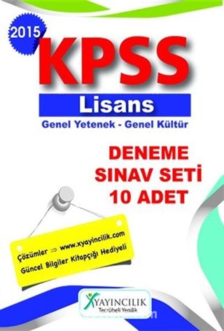 2015 KPSS Lisans Genel Yetenek-Genel Kültür Deneme Sınav Seti 10 Adet