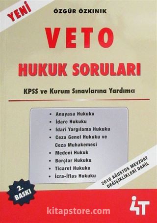 KPSS ve Kurum Sınavlarına Yardımcı Veto Hukuk Soruları