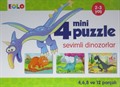 4 Mini Puzzle Sevimli Dinozorlar (2-3 Yaş)